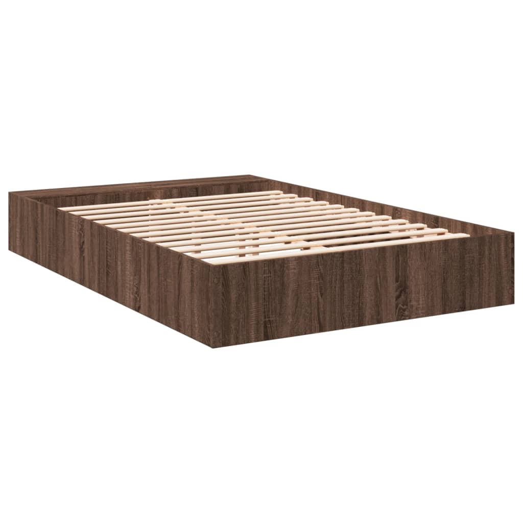 Bed Frame Brown Oak 140x200 cm Engineered Wood