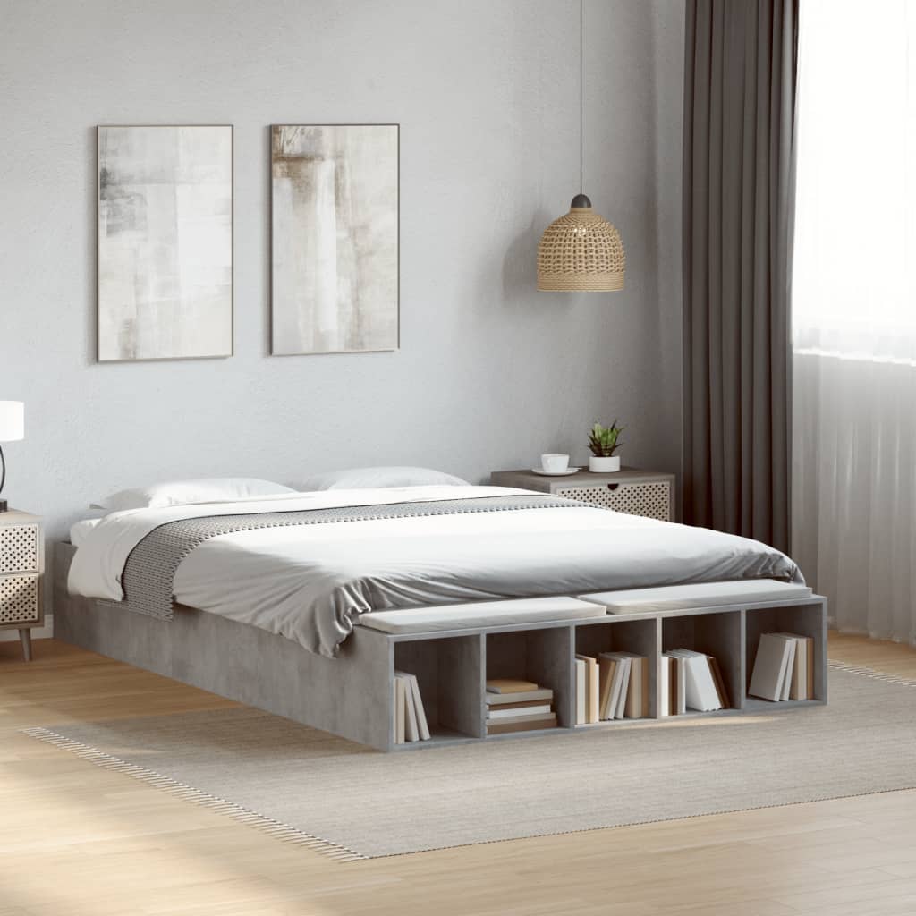 Bed Frame Concrete Grey 120x200 cm Engineered Wood