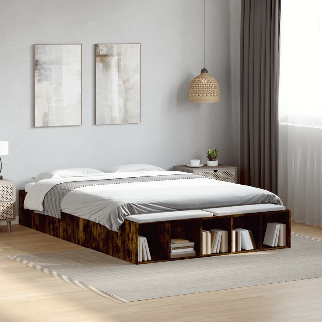 Bed Frame Smoked Oak 120x200 cm Engineered Wood