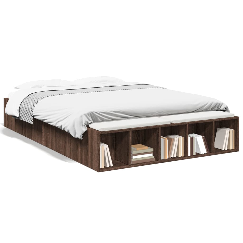 Bed Frame without Mattress Brown Oak 120x200 cm