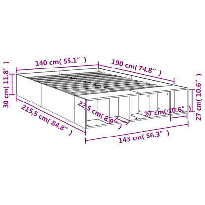 Bed Frame Sonoma Oak 140x190 cm Engineered Wood