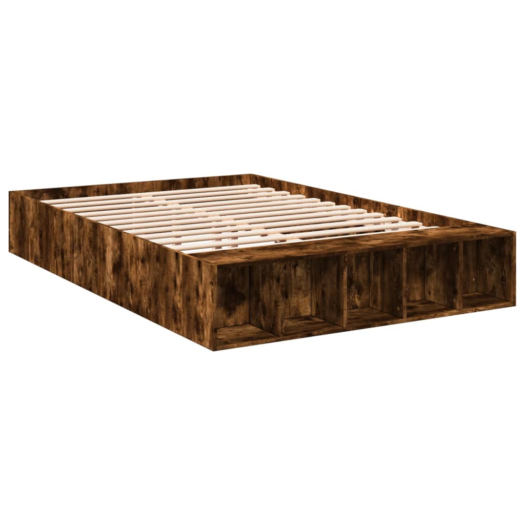 Bed Frame without Mattress Smoked Oak 140x190 cm