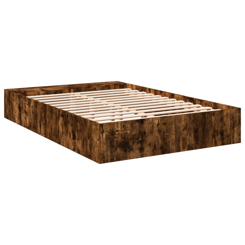 Bed Frame without Mattress Smoked Oak 140x190 cm