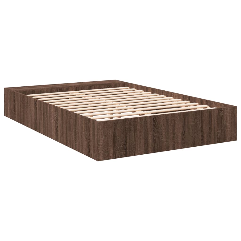 Bed Frame Brown Oak 140x190 cm Engineered Wood