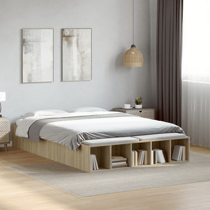 Bed Frame Sonoma Oak 135x190 cm Double Engineered Wood