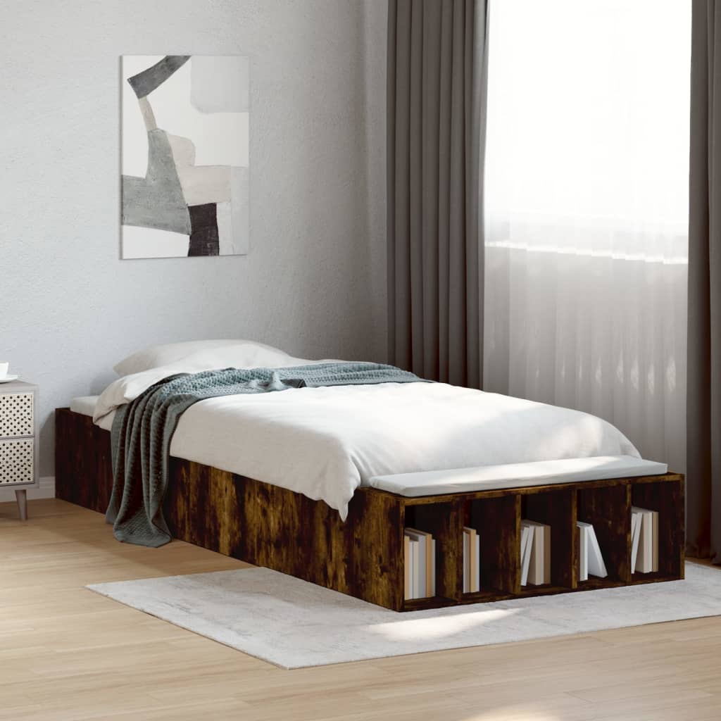 Bed Frame Smoked Oak 100x200 cm Engineered Wood