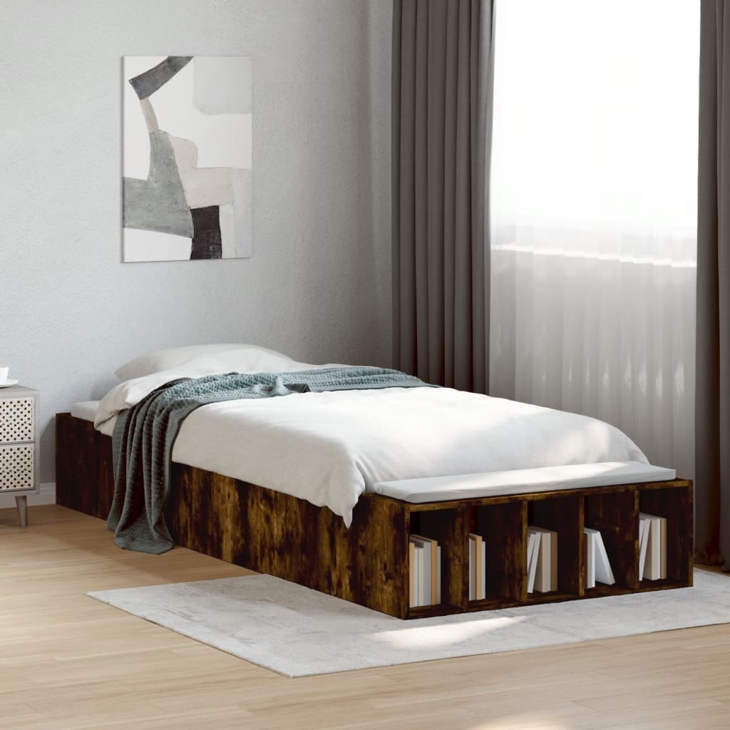 Bed Frame Smoked Oak 90x200 cm Engineered Wood