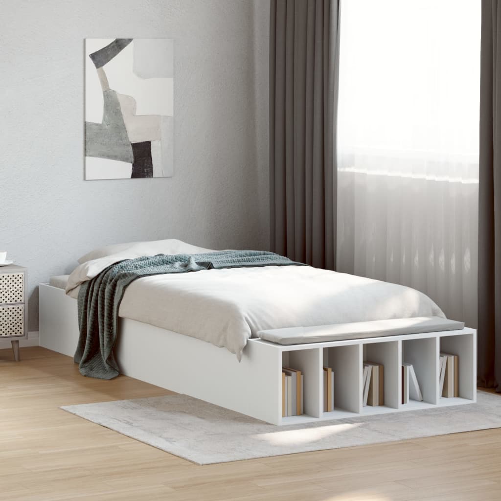 Bed Frame White 90x190 cm Single Engineered Wood