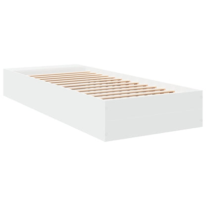 Bed Frame White 90x190 cm Single Engineered Wood