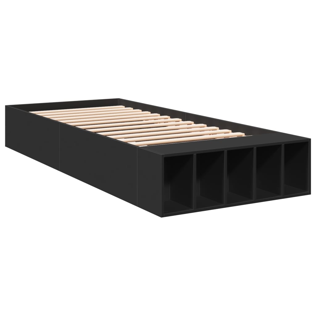 Bed Frame Black 90x190 cm Single Engineered Wood