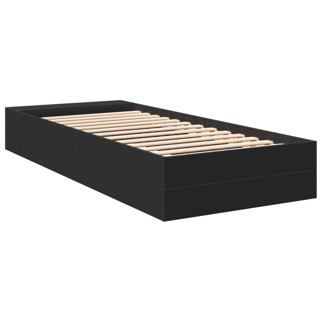 Bed Frame Black 90x190 cm Single Engineered Wood