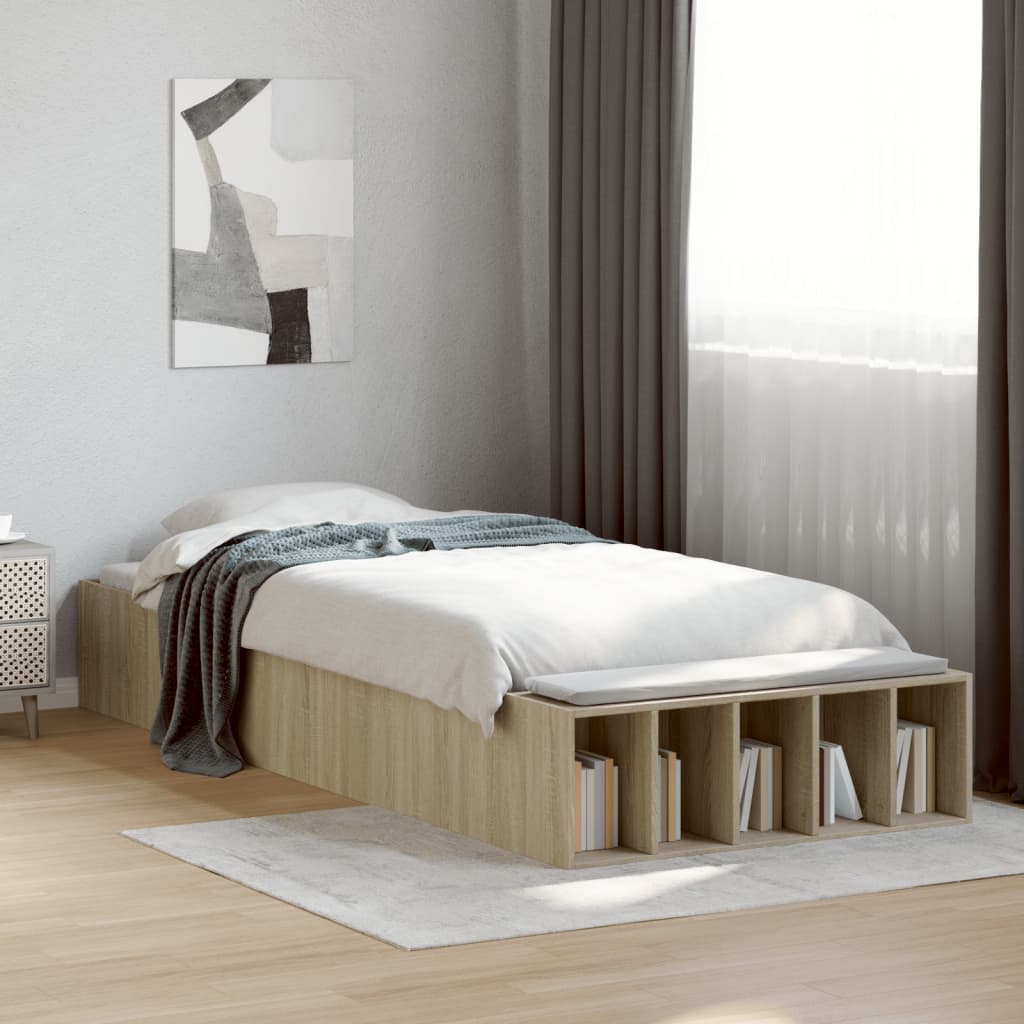 Bed Frame Sonoma Oak 90x190 cm Single Engineered Wood