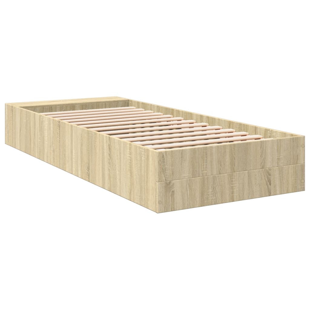 Bed Frame Sonoma Oak 90x190 cm Single Engineered Wood