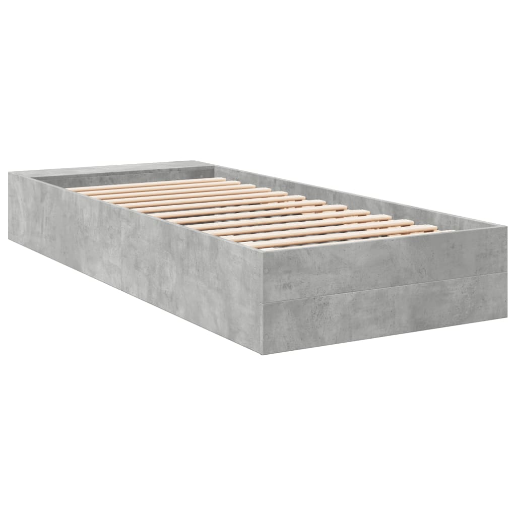 Bed Frame Concrete Grey 90x190 cm Single Engineered Wood