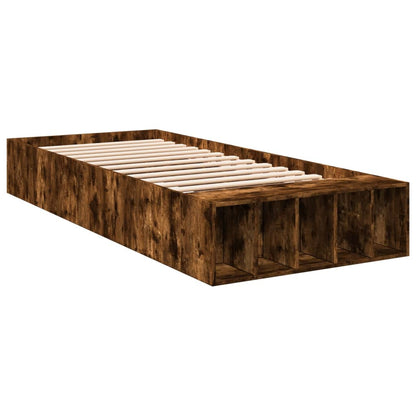 Bed Frame Smoked Oak 90x190 cm Single Engineered Wood