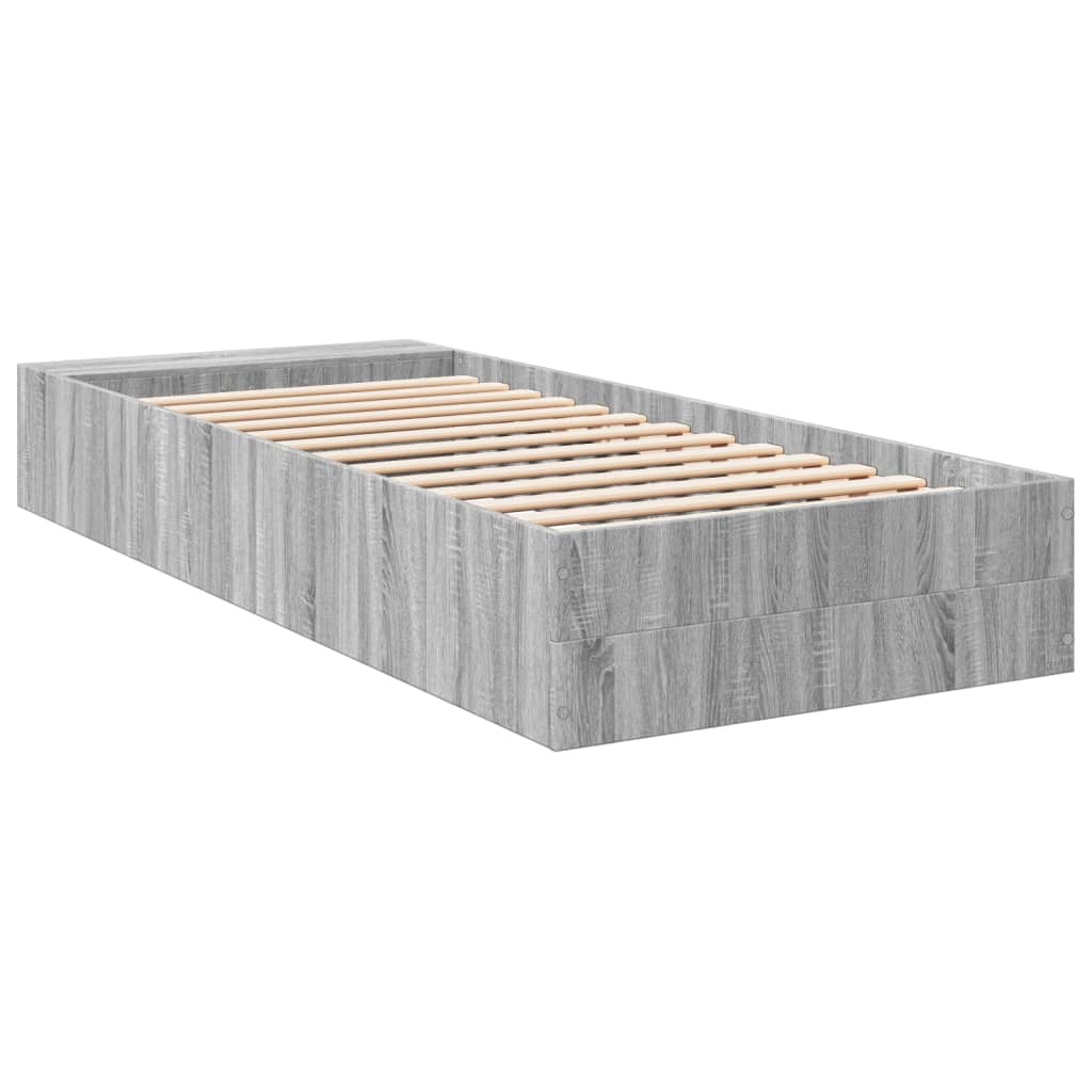 Bed Frame Grey Sonoma 90x190 cm Single Engineered Wood