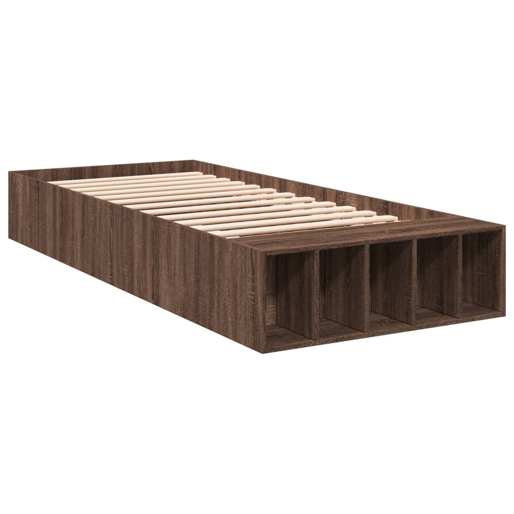 Bed Frame Brown Oak 90x190 cm Single Engineered Wood