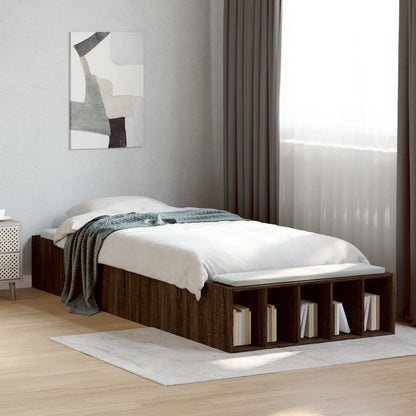 Bed Frame Brown Oak 90x190 cm Single Engineered Wood