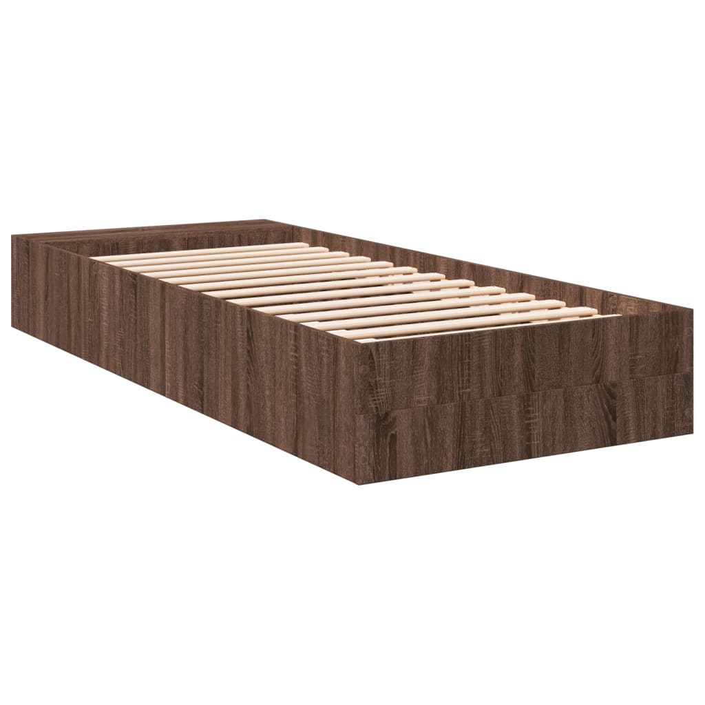 Bed Frame Brown Oak 90x190 cm Single Engineered Wood