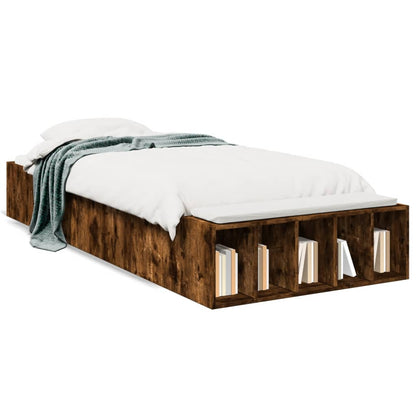 Bed Frame Smoked Oak 75x190 cm Small Single Engineered Wood