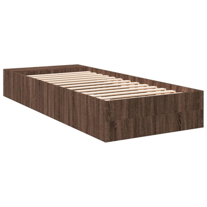 Bed Frame Brown Oak 75x190 cm Small Single Engineered Wood