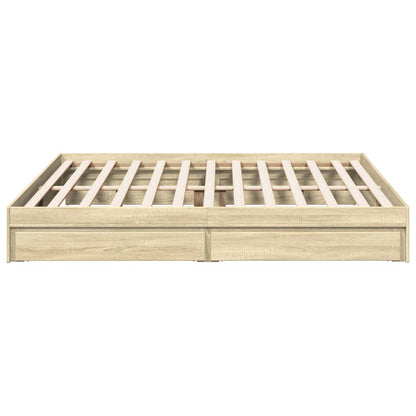 Bed Frame with Drawers without Mattress Sonoma Oak 200x200 cm