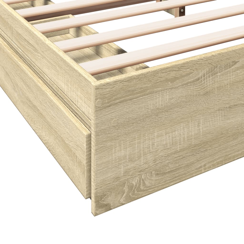 Bed Frame with Drawers without Mattress Sonoma Oak 200x200 cm