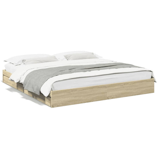 Bed Frame with Drawers without Mattress Sonoma Oak 200x200 cm