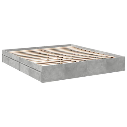 Bed Frame with Drawers Concrete Grey 200x200 cm Engineered Wood