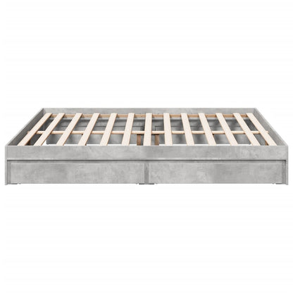 Bed Frame with Drawers Concrete Grey 200x200 cm Engineered Wood