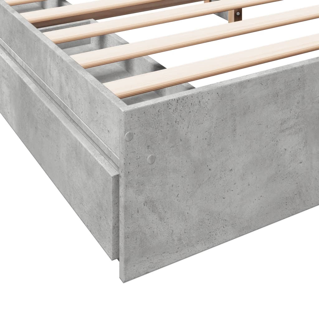 Bed Frame with Drawers Concrete Grey 200x200 cm Engineered Wood