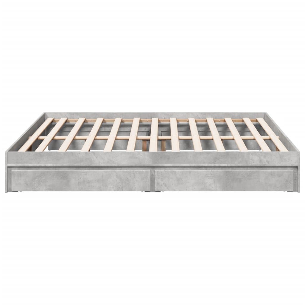 Bed Frame with Drawers Concrete Grey 180x200 cm Super King Engineered Wood