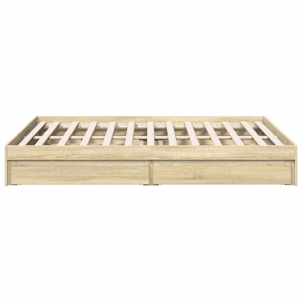 Bed Frame with Drawers Sonoma Oak 160x200 cm Engineered Wood