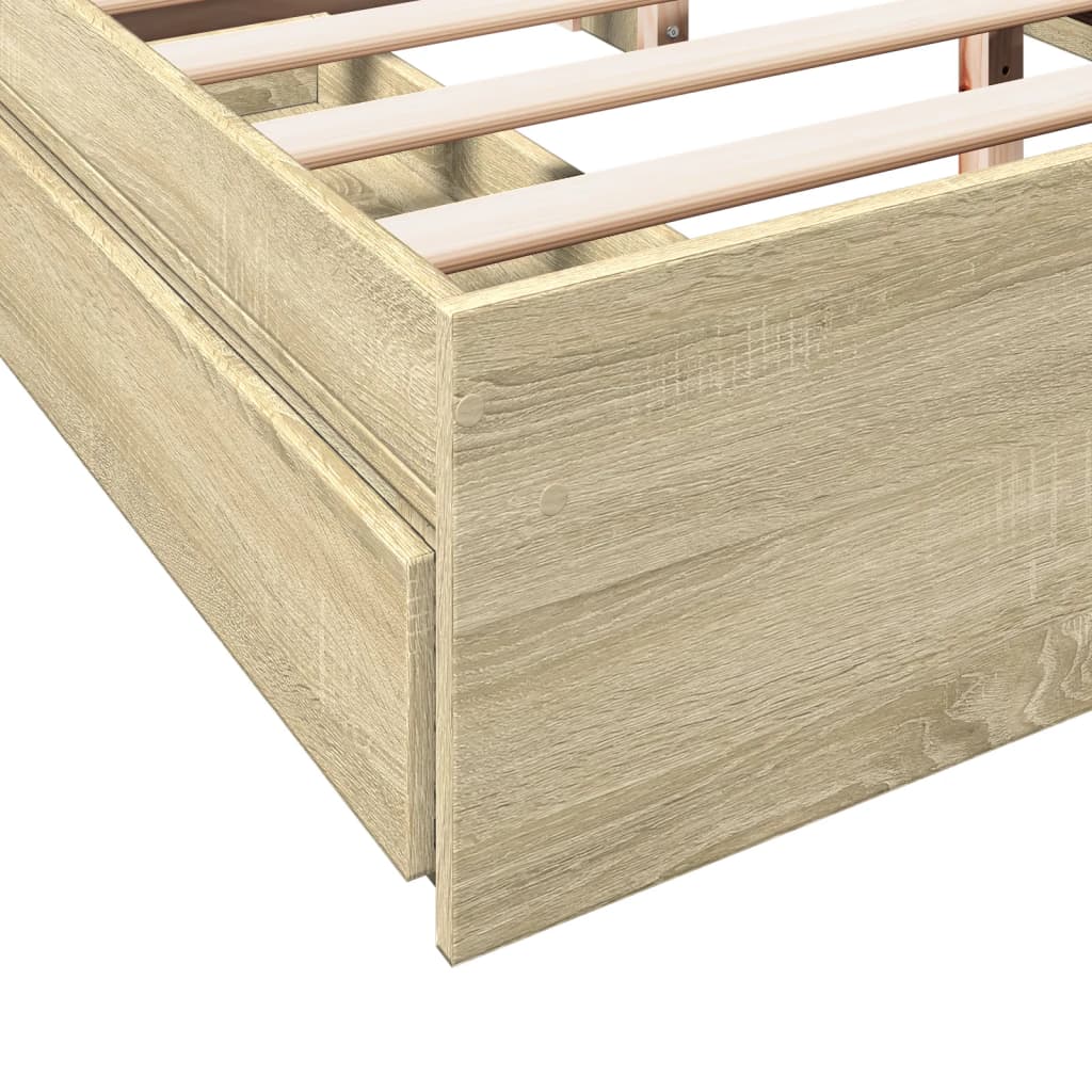 Bed Frame with Drawers Sonoma Oak 160x200 cm Engineered Wood