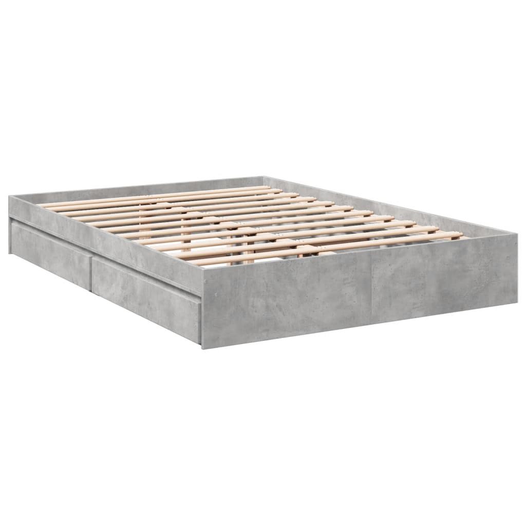 Bed Frame with Drawers without Mattress Concrete Grey 160x200 cm