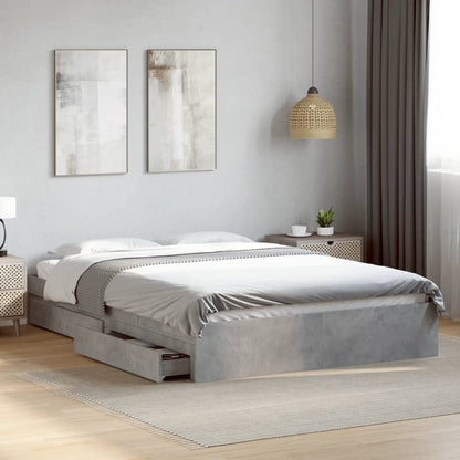 Bed Frame with Drawers without Mattress Concrete Grey 160x200 cm