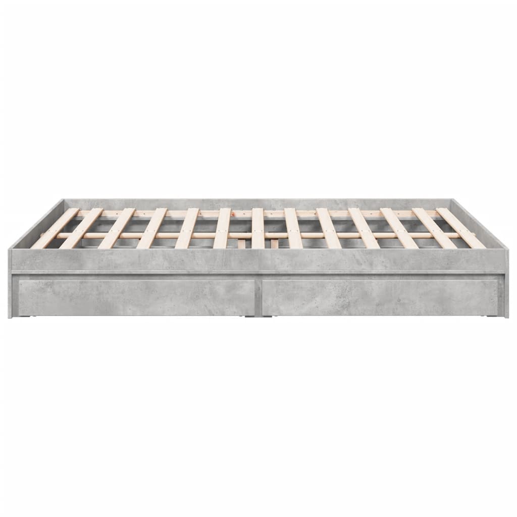 Bed Frame with Drawers without Mattress Concrete Grey 160x200 cm