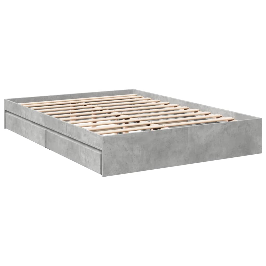 Bed Frame with Drawers without Mattress Concrete Grey 160x200 cm