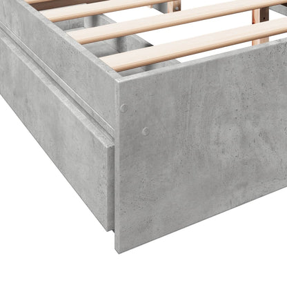 Bed Frame with Drawers without Mattress Concrete Grey 160x200 cm