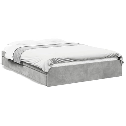 Bed Frame with Drawers without Mattress Concrete Grey 160x200 cm