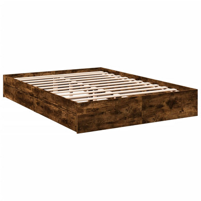 Bed Frame with Drawers without Mattress Smoked Oak 160x200 cm