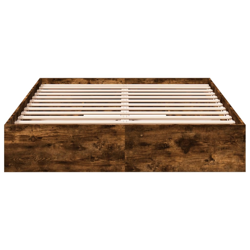 Bed Frame with Drawers without Mattress Smoked Oak 160x200 cm