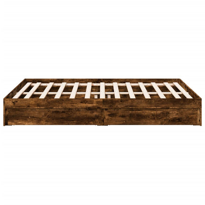 Bed Frame with Drawers without Mattress Smoked Oak 160x200 cm