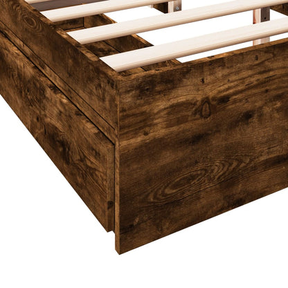 Bed Frame with Drawers without Mattress Smoked Oak 160x200 cm