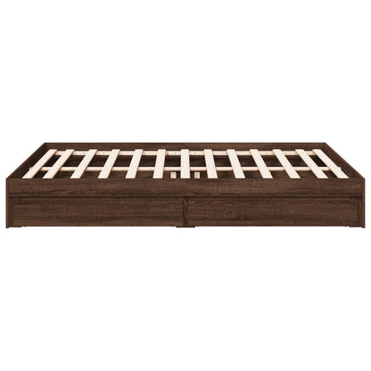 Bed Frame with Drawers without Mattress Brown Oak 160x200 cm