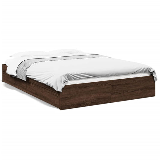 Bed Frame with Drawers without Mattress Brown Oak 160x200 cm