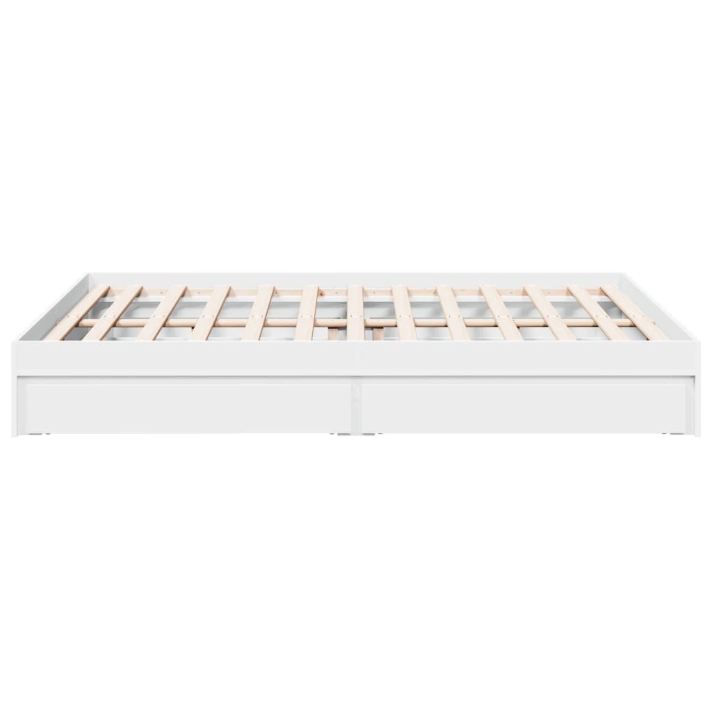 Bed Frame with Drawers White 150x200 cm King Size Engineered Wood