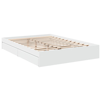 Bed Frame with Drawers White 150x200 cm King Size Engineered Wood