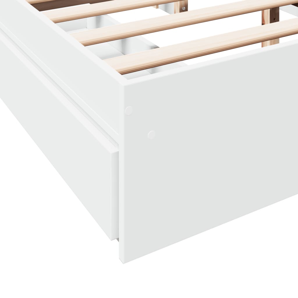 Bed Frame with Drawers White 150x200 cm King Size Engineered Wood