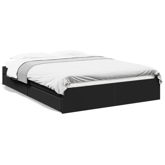 Bed Frame with Drawers without Mattress Black 150x200 cm King Size